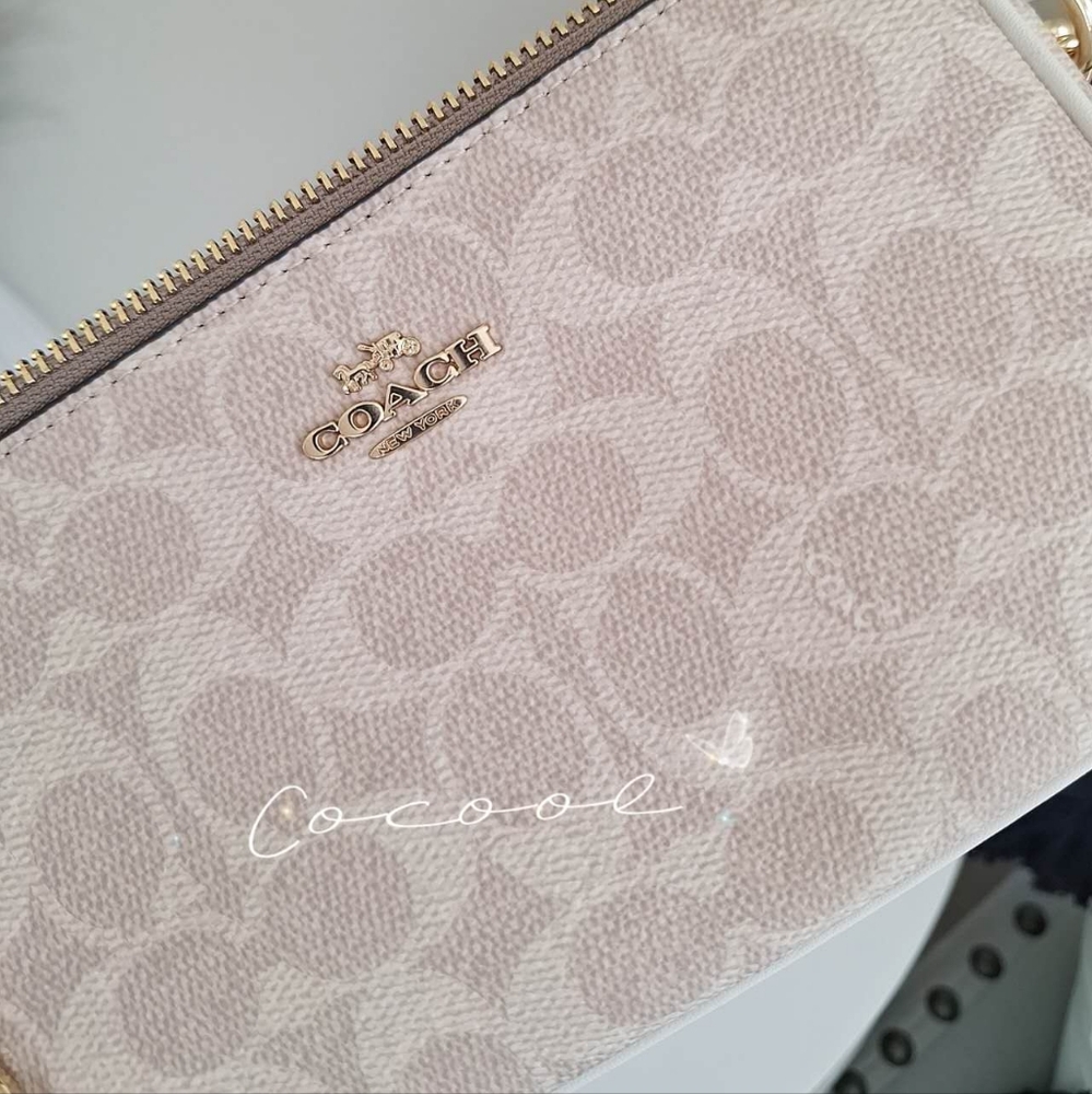 New Coach Nolita 19 In Signature Canvas CW426 (Sand/chalk )+ 2 Chains - Picture 8 of 12